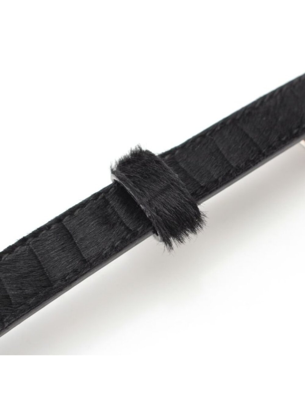 Gucci Era Calf Hair Leather Logo Narrow Belt Black - Picture 6 of 10